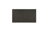 Close-up detail of fabric upholstery and gray finish on dining chairs