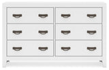Binterglen White 6-Drawer Dresser — front view