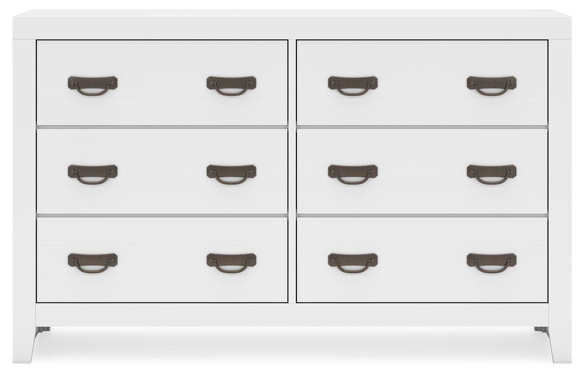 Binterglen White 6-Drawer Dresser — front view