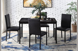 main view of Tempe black faux leather faux marble rectangular dining room set dining room furniture