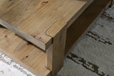 Natural Oak Finish Coffee Table with Open Storage Shelf — detail view