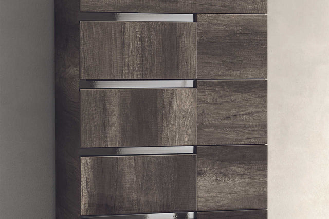 Medea II Vintage Oak Upholstered Italian Chest front view