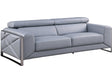 close-up of Giorgio Light Blue Italian Leather Sofa leather texture