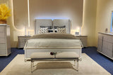 Close-up of Amara nightstand drawer with metal glide and dovetail joints