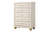 Olivia Beige Wingback Queen Bed angled bedroom view
