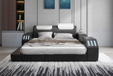 Matrix Black Modern Leather King Bed - Ella Furniture