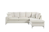 Elina Beige Velvet Sectional sofa side view