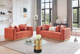 Side view of Alisha Rust living room set showing sofa and loveseat