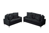 Side view of Elina Black Velvet Sofa and Loveseat Set