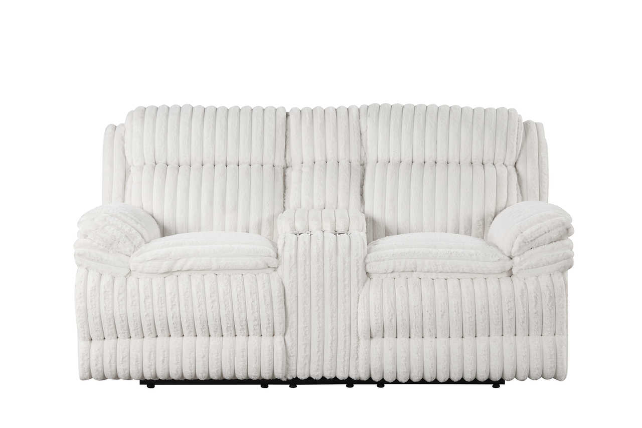 Top view of Melow loveseat console cupholders