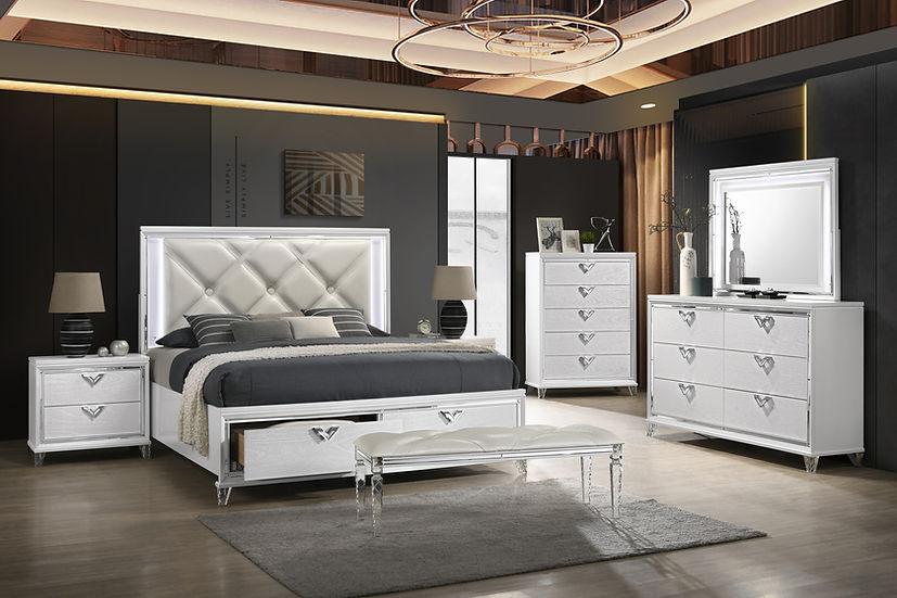 Layla White Modern Chest close-up, front