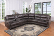 Martino Gray Faux Leather Reclining Sectional Sofa, front angle