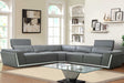 Domo Grey Leather Sectional sofa main view