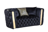 main view of Roka Black Tufted Reclining Living Room Set furniture