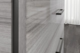 Mia Upholstered Light Gray Modern Acacia Veneer Wood Chest - Back panel