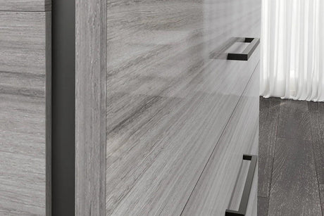 Mia Light Gray modern chest of drawers angled view