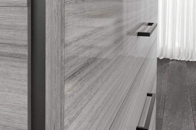 Mia Light Gray modern chest of drawers angled view
