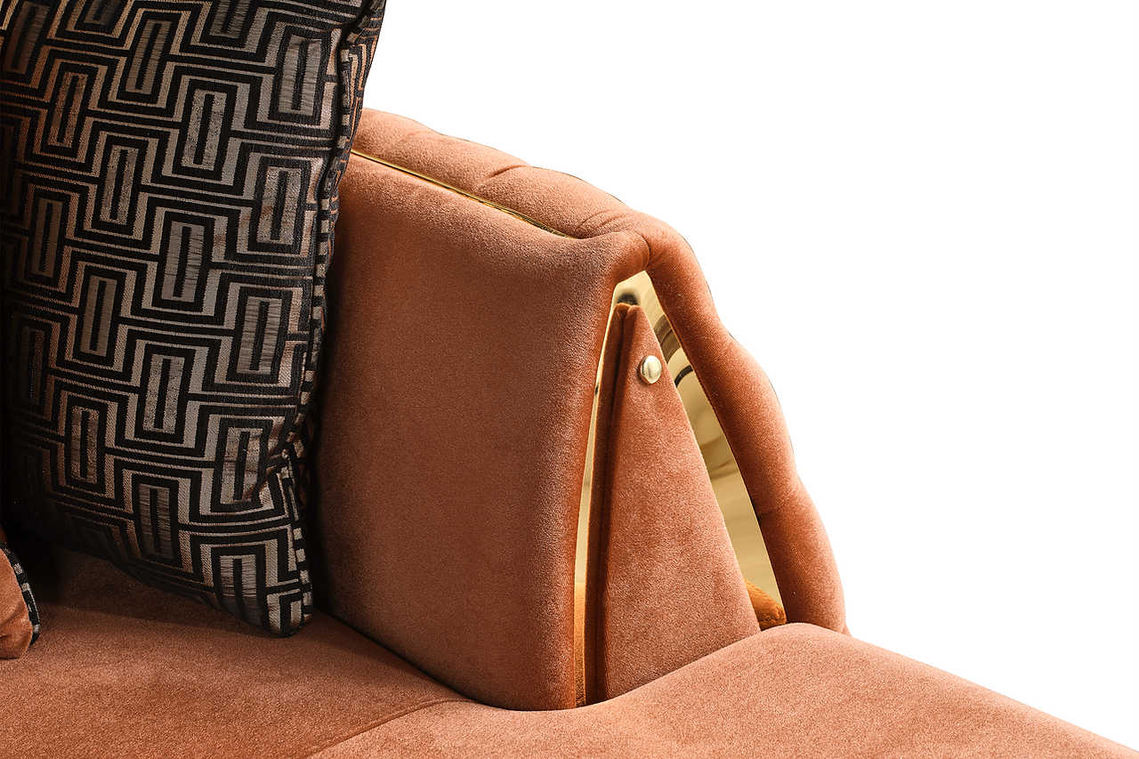 Side view of Sicilya Rust Orange Sectional Sofa