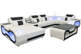 Matrix White/Black Modern Contemporary Wood, Engineered Wood Faux Leather Sectional - Ella Furniture