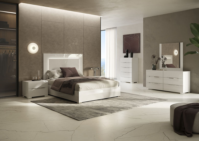 Premium White Italian 4-Piece Bedroom Set by New Era, front view