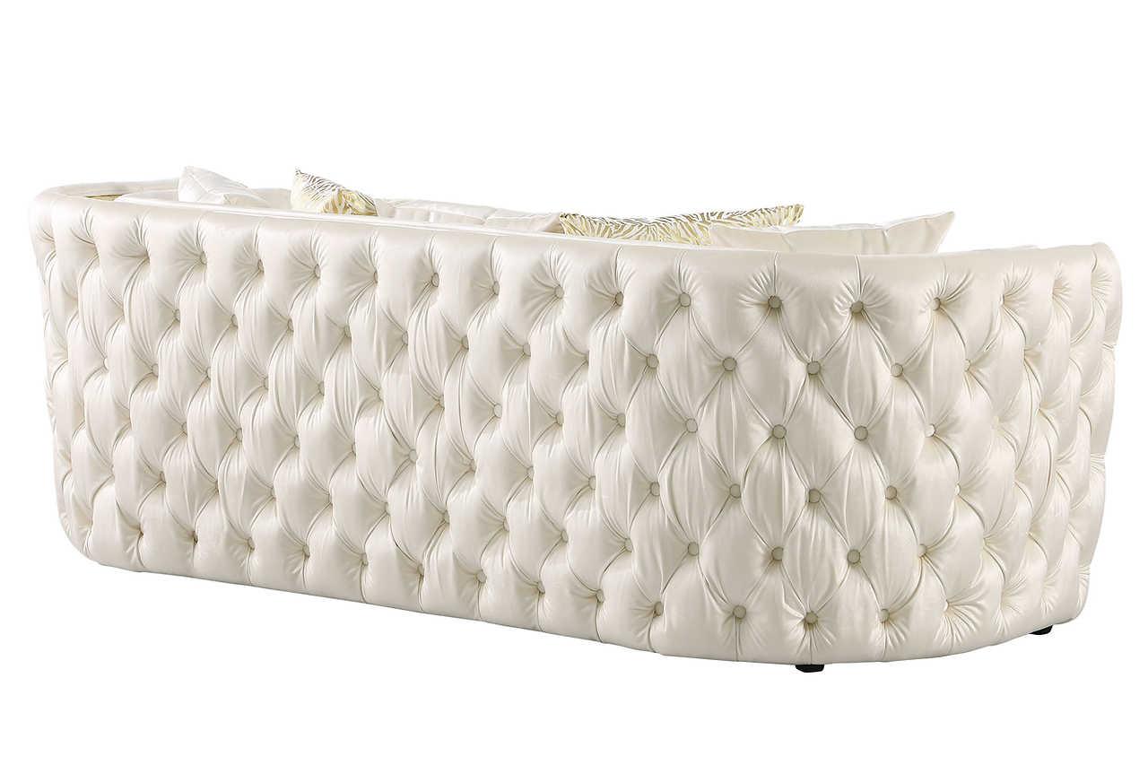 Roka white modern tufted chair in room setting