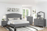 Main view of Olivia Grey Velvet Tufted Wingback Panel Bedroom Set bed