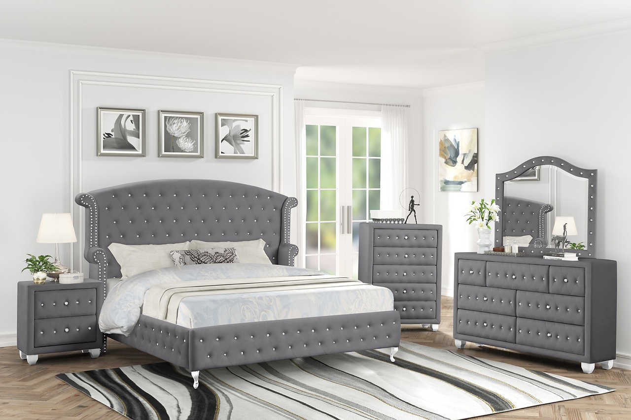 Olivia grey nightstand top surface angle