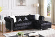 Yaz Black Velvet Tufted Sectional sofa main front view