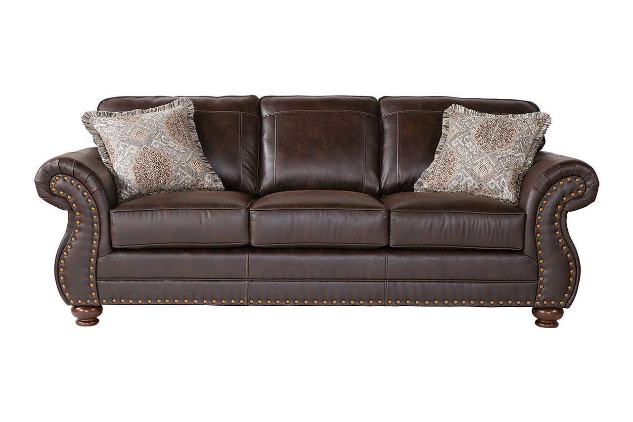 Ridgeline Brownie sofa polished brown fabric upholstery main front view