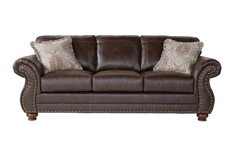 Ridgeline Brownie sofa polished brown fabric upholstery main front view