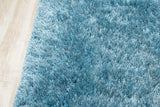 Afro Shag Turquoise Modern Transitional Art Silk Shine Rug corner view