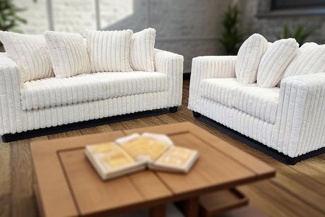Main view of Gia Ivory 2-Piece Living Room Set sofa and loveseat