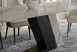 Gobi 79-inch modern dining table side view showing glossy white surface