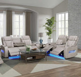Skyline Beige Leather power reclining sofa front view