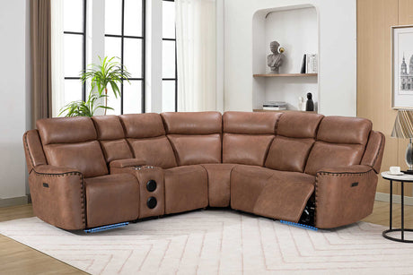 Romi mocha brown power reclining sectional left side