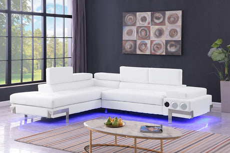 Magic White Sectional sofa front angle with chaise