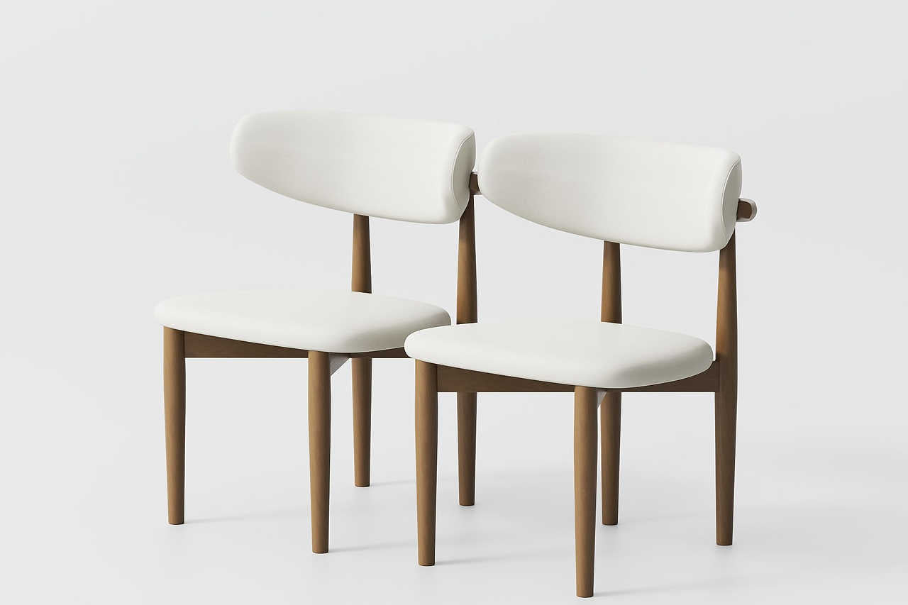 Close-up of fabric upholstery on Ash Cream Dining Chair seat