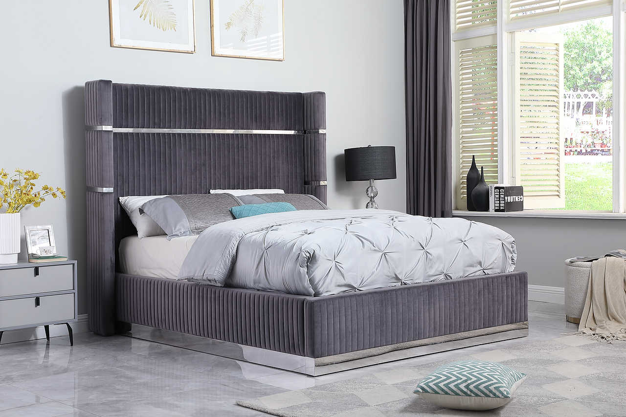 Aspen king platform bed side angled view