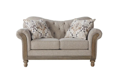 Sandstone Oyster Beige Tufted Fabric Loveseat angled view