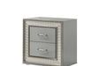 Dubai Metallic Silver Nightstand front angled view