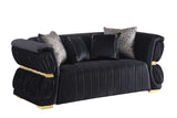 Angled view of Anna Black Living Room Set sofa and loveseat