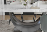 Side view showing carbon steel legs of Myla dining table