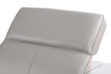 Detailed stitching and leather texture on light gray sectional