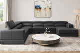 Pella Dark Gray Leather Match Right Arm Facing sectional sofa side view