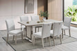 Main view of the Urban Gray Upholstered 7-Piece Dining Room Set with table and chairs