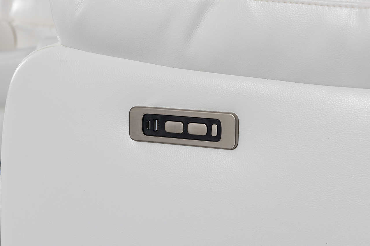 White sectional sofa with left side power recliner