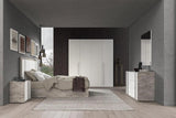 bedroom view of Treviso White Grey Panel Bedroom Set bed
