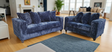 Gia Blue 2-Piece Living Room Set main view showing sofa and loveseat