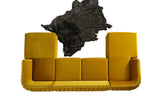 Sicilya Mustard Velvet Sectional Sofa, close-up of cushions