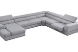 Living room setting with Pella Light Gray Leather LAF sectional sofa